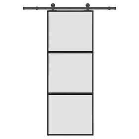 vidaXL Sliding Door with Hardware Set 76x205 cm Tempered Glass&Aluminium