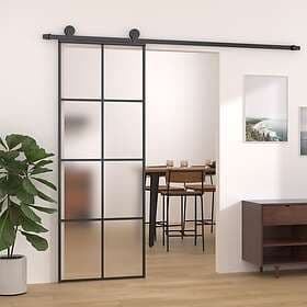 vidaXL Sliding Door Aluminium and ESG Glass 76x205 cm Black 288064