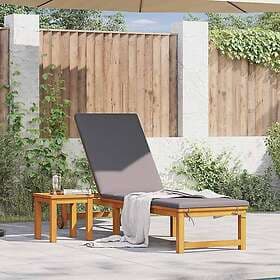 vidaXL Sun Lounger with Table and Cushion Solid Wood Acacia