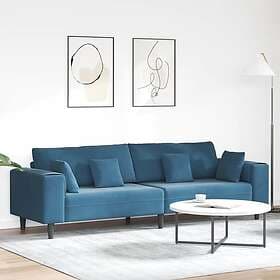 vidaXL Velvet Sofa with Cushion with Pillow Blue Velvet