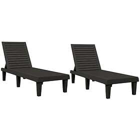 vidaXL Sun Loungers 2 pcs Black 155x58x83 cm Polypropylene