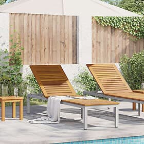 vidaXL Sun Lounger Grey 200x55x35 cm Solid Wood Acacia