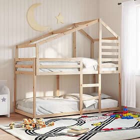 vidaXL Bunk Bed with Canopy 80x200 cm Solid Pine