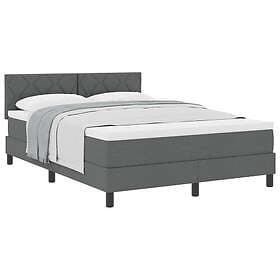 vidaXL Box Spring Bed with Mattress Dark Gray 140x190 cm Fabric