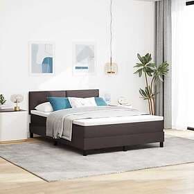vidaXL Boxspring Bed with Mattress Dark Brown 160x200 cm Fabric