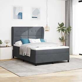 vidaXL Spring Bed with Mattress 140x190 cm Dark Gray Velvet