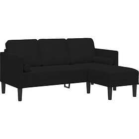 vidaXL 3-Seater Sofa with Chaise L-shaped Black 160 cm Velvet