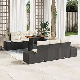 vidaXL Lounge Set 7 Pieces Black, Cream 100 x 55 x 73 cm