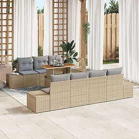 vidaXL Lounge Set with Cushion 8 Pieces Beige Grey 100 x 55 x 73 cm