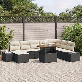 vidaXL Lounge Set with Cushion 9 pcs Black, Cream