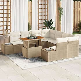 vidaXL Lounge Set with Cushion Beige, Cream 100 x 55 x 73 cm 9 pcs