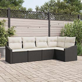 vidaXL Lounge Set with Cushion with Storage 5 pcs Black, Cream