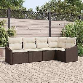 vidaXL Lounge Set with Cushion with Storage 5 pcs Brown, Cream