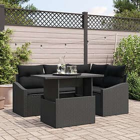 vidaXL Sofa set with cushion 5 pcs Black 100 x 55 x 73 cm