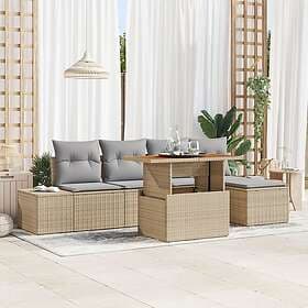 vidaXL Lounge Set with Cushion 6 Pieces Beige Grey