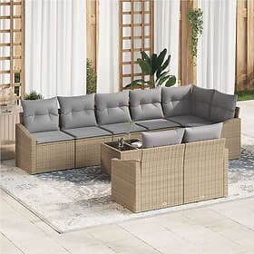 vidaXL Lounge Set with Cushion with Storage 9 pcs Beige, Light Grey