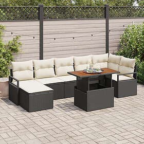 vidaXL Garden Furniture Set with Cushion 8 pcs Black and Cream