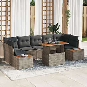 vidaXL Lounge Set with Cushion 8 Pieces Gray Brown 100 x 55 x 73 cm