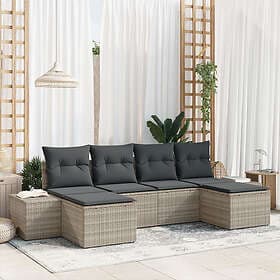 vidaXL Garden sofa set 6 pcs Light Grey 184 x 62 x 85 cm Poly rattan