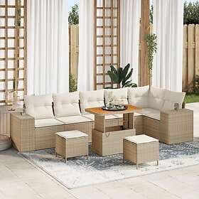 vidaXL Garden sofa set with cushion 9 pcs Beige, Cream 90 x 55 x 71 cm