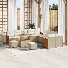 vidaXL Garden sofa set 13 pcs Beige, Cream 90 x 55 x 71 cm faux rattan