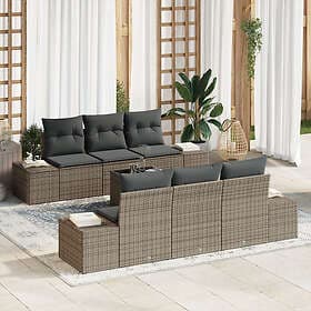 vidaXL Garden sofa set with cushion with storage 7 pcs Grey 55 x 55 x 37 cm