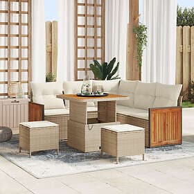 vidaXL Garden sofa set 8 pcs Beige, Cream 80 x 80 x 71 cm faux rattan