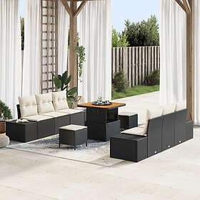 vidaXL Garden sofa with cushion 9 pcs Black, Cream 80 x 80 x 71 cm