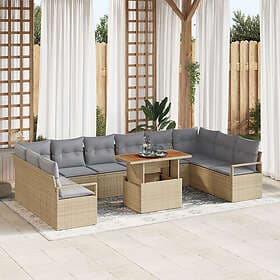 vidaXL Garden sofa set with cushion 11 pcs Beige, grey 100 x 55 x 73 cm