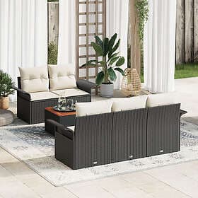 vidaXL Garden sofa set with cushion 6 pcs Black, Cream 55 x 55 x 37 cm