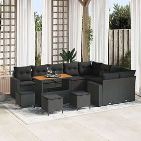 vidaXL Garden sofa set with cushion 13 pcs Black 110 x 55 x 71 cm