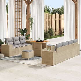 vidaXL Garden sofa set with cushion 10 pcs Beige, light grey 80 x 80 x 71 cm