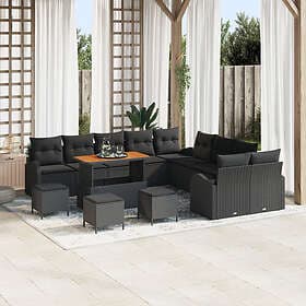vidaXL Garden sofa set with cushion 14 pcs Black 110 x 55 x 71 cm