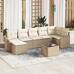 vidaXL Garden furniture set with cushion with lagring 8 pcs Beige, Kräm