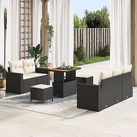 vidaXL Garden sofa set 8 pcs Black and cream white 90 x 55 x 71 cm