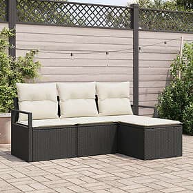 vidaXL Garden sofa set with cushion with storage 4 pcs Black, Cream