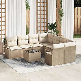 vidaXL Garden sofa set 9 pcs Beige, Cream 55 x 55 x 37 cm art rattan