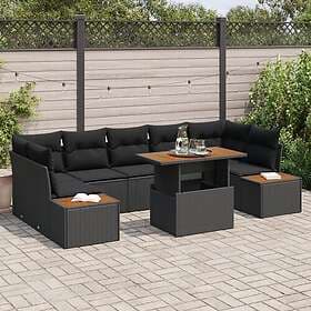 vidaXL Garden furniture set with cushion 8 pcs Black, Brown 100 x 55 x 73 cm