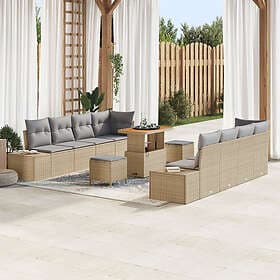 vidaXL Garden sofa set with cushion 11 pcs Beige, light grey 90 x 55 x 71 cm