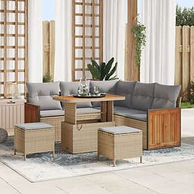 vidaXL Sofa set 8 pcs Beige 90 x 55 x 71 cm art rattan