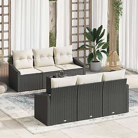 vidaXL Garden sofa set with cushion 7 pcs Black, Cream 55 x 55 x 37 cm