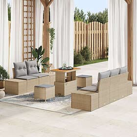 vidaXL Garden sofa set with cushion 8 pcs Beige, light grey 90 x 55 x 71 cm