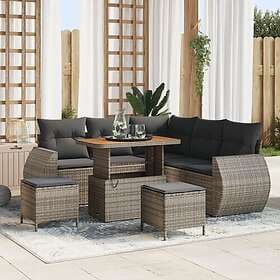 vidaXL Garden sofa set with cushion with storage 8 pcs Grey 90 x 55 x 71 cm