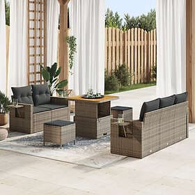 vidaXL Garden sofa set with cushion with storage 8 pcs Grey 80 x 80 x 71 cm