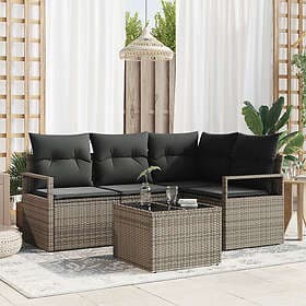 vidaXL Garden sofa set 5 pcs Light Grey Poly Rattan, Powder-coated Steel