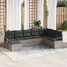 vidaXL Garden sofa set 8 pcs Light Grey Poly Rattan, Powder-coated Steel