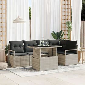 vidaXL Garden sofa set with cushion 6 pcs Light Grey 100 x 55 x 73 cm