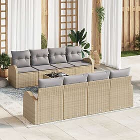 vidaXL Garden sofa set with cushion 9 pcs Beige, grey 55 x 55 x 37 cm