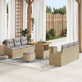 vidaXL Garden sofa set with cushion 9 pcs Beige, light grey 80 x 80 x 71 cm