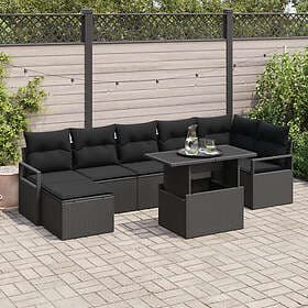 vidaXL Garden sofa set with cushion 8 pcs Black